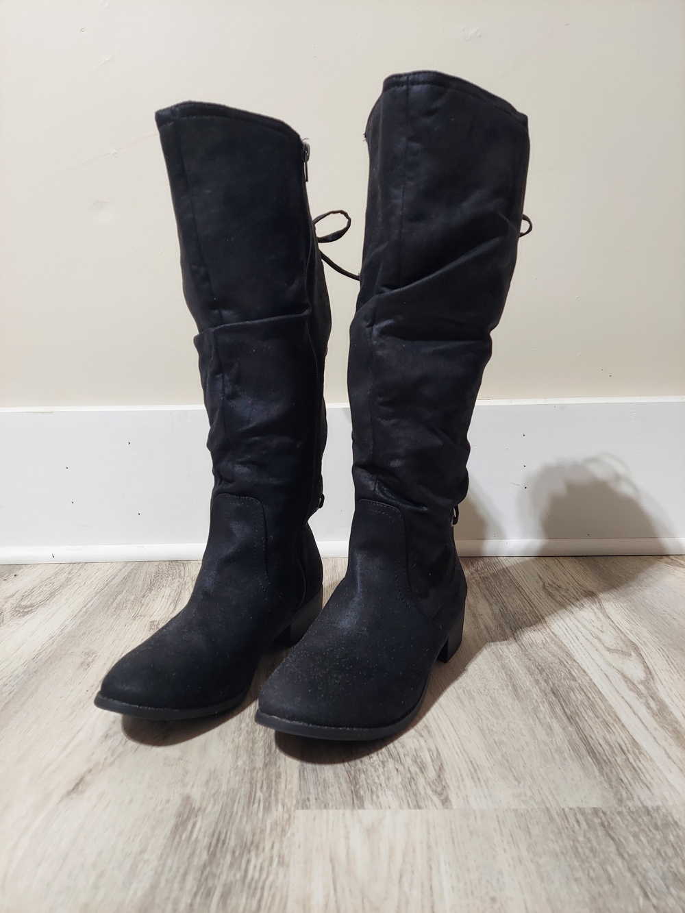 NEW Kohl's Black Tall Lace-Back Boots